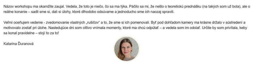 referencie antiprokrastinačný workshop